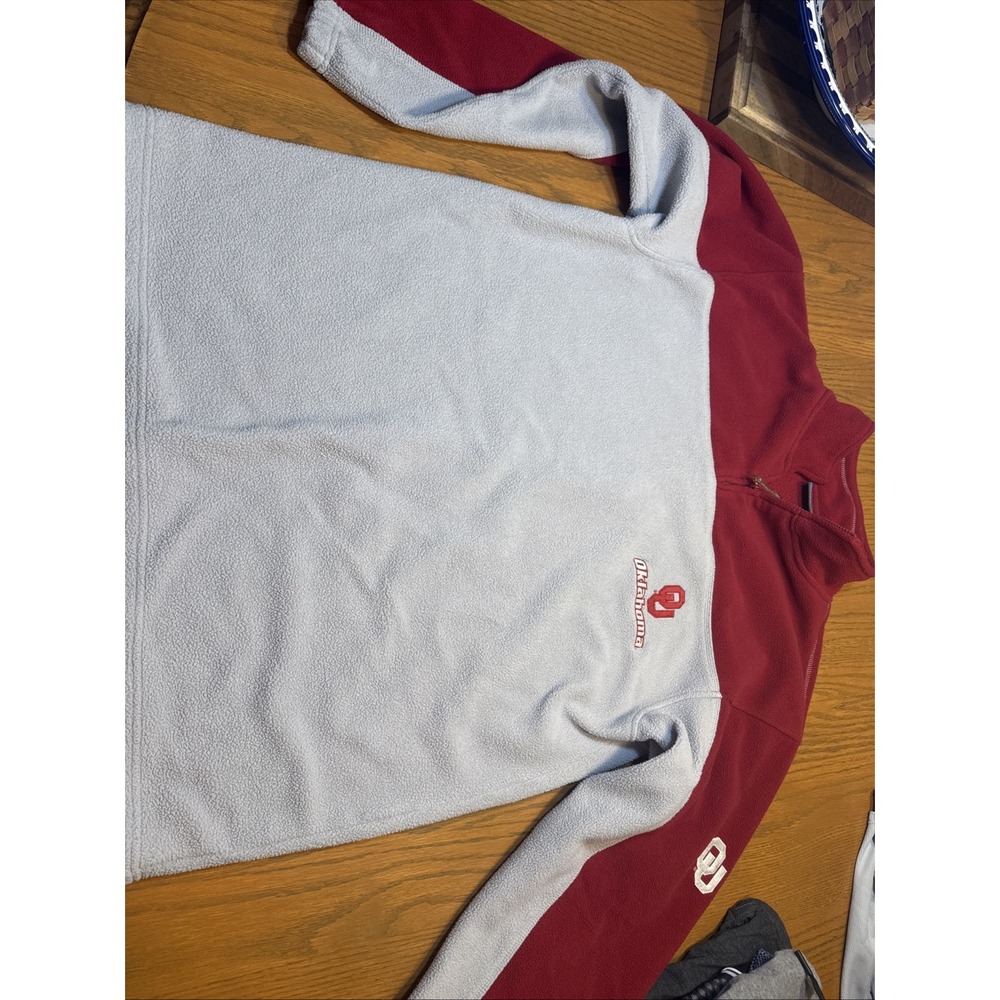 Mens Large Fleece Oklahoma Sooners Vintage 1/4 Zip Pullover